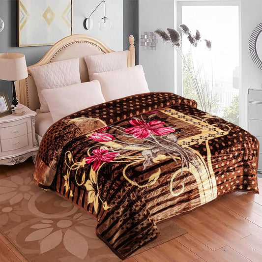 EVOKK Mink Blanket Soft Warm Sky Brown Cuddly Thick Non-shedding Double Ply 100% Polyester Suits Queen King Bed 200 X 240