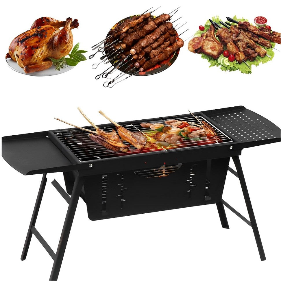 EVOKK Portable BBQ Grill, Folding BBQ Charcoal Grill Disposable Barbecue Smoker Grill, Small Stainless Steel Barbecue Grill for Outdoor Camping Garden Picnic Trip Beach