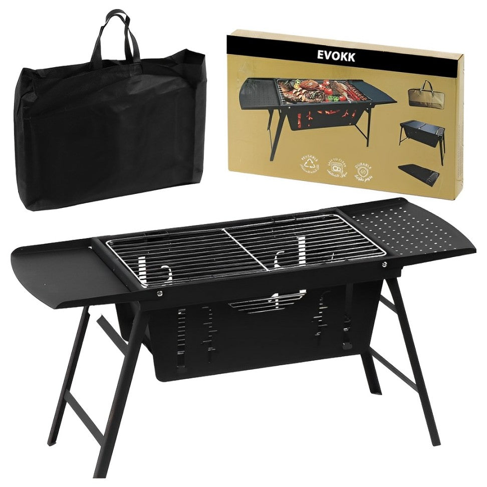 EVOKK Portable BBQ Grill, Folding BBQ Charcoal Grill Disposable Barbecue Smoker Grill, Small Stainless Steel Barbecue Grill for Outdoor Camping Garden Picnic Trip Beach