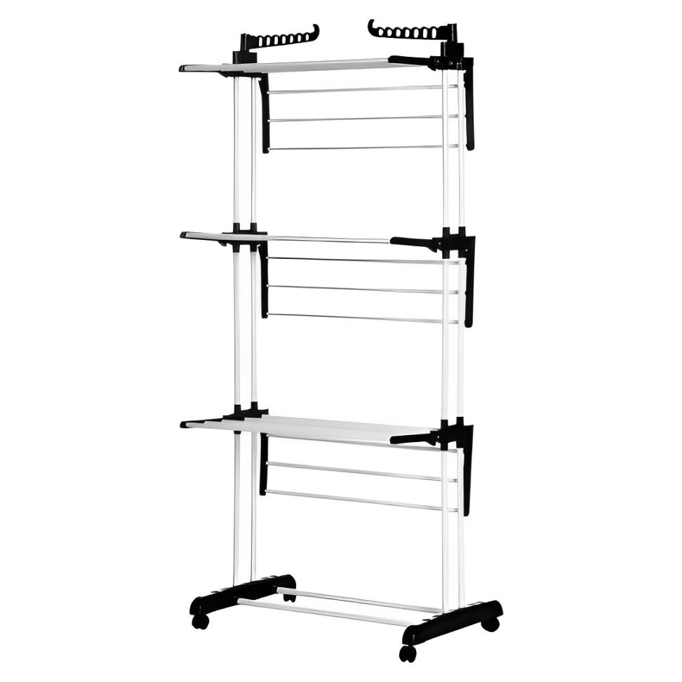 EVOKK Airer Clothes Drying Rack,4-Tier Foldable Clothes Airer Adjustable Large Stainless Steel Clothes Horse Garment Laundry Drying Rack for Indoor/Outdoor.