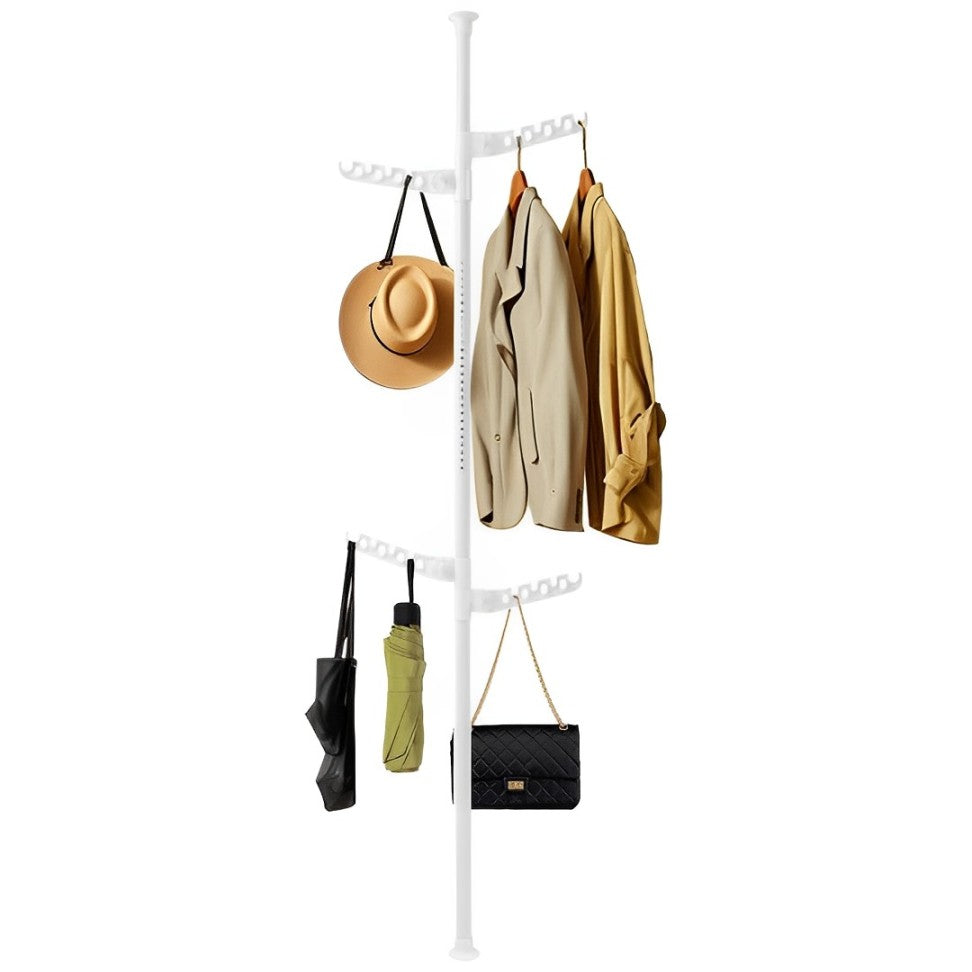 EVOKK Adjustable Telescopic Laundry Rack Floor to Ceiling Metal Clothes and Coat Drying Organizer