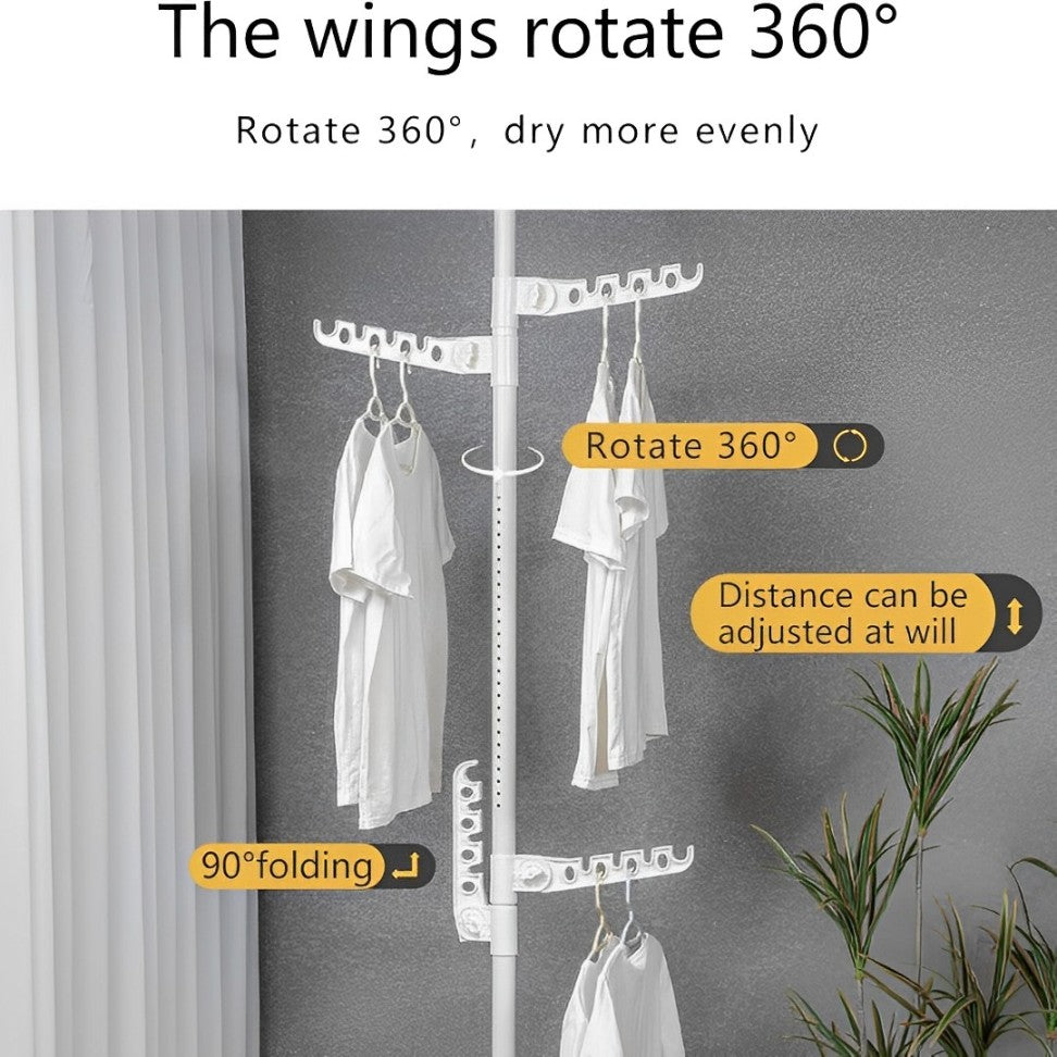 EVOKK Adjustable Telescopic Laundry Rack Floor to Ceiling Metal Clothes and Coat Drying Organizer