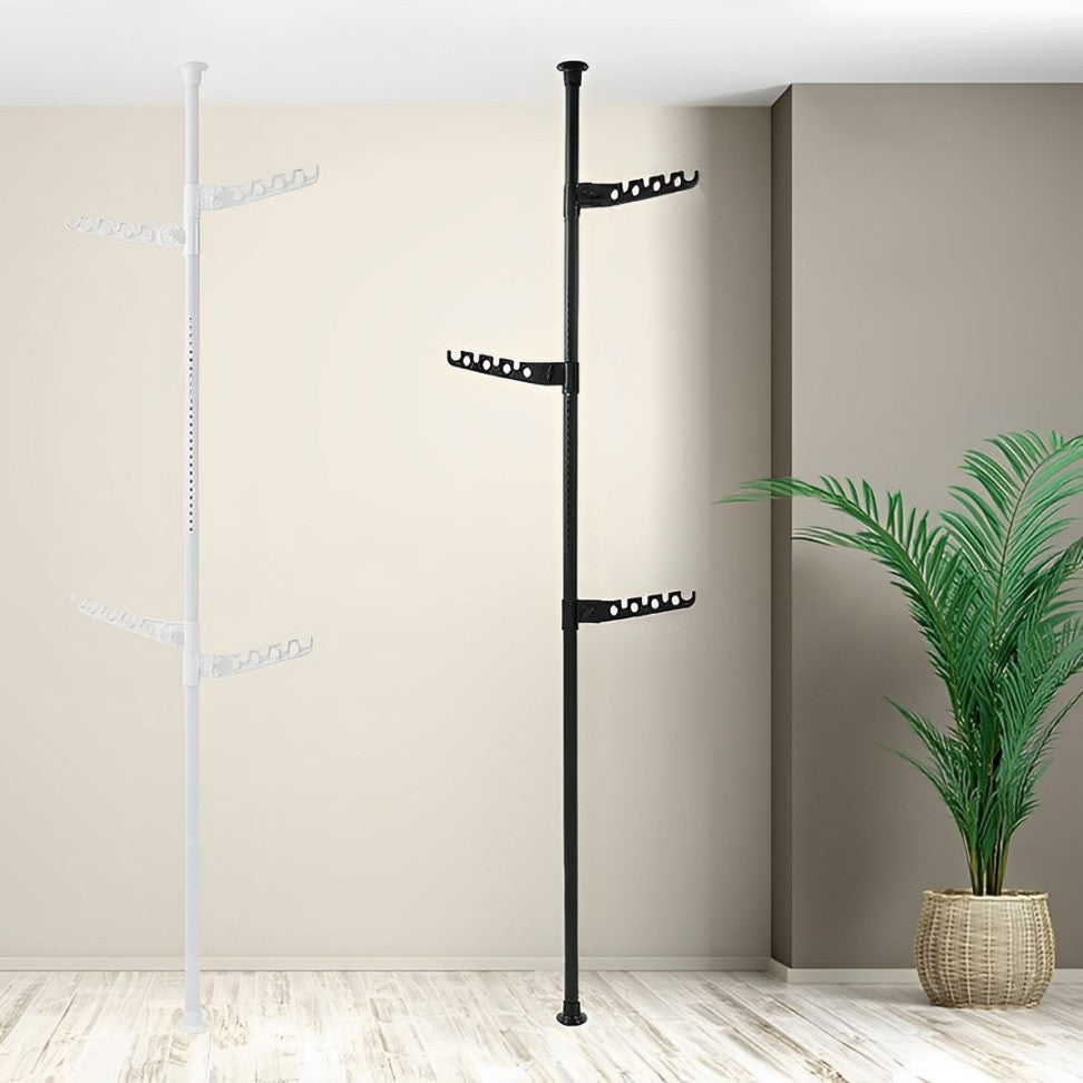 EVOKK Adjustable Telescopic Laundry Rack Floor to Ceiling Metal Clothes and Coat Drying Organizer
