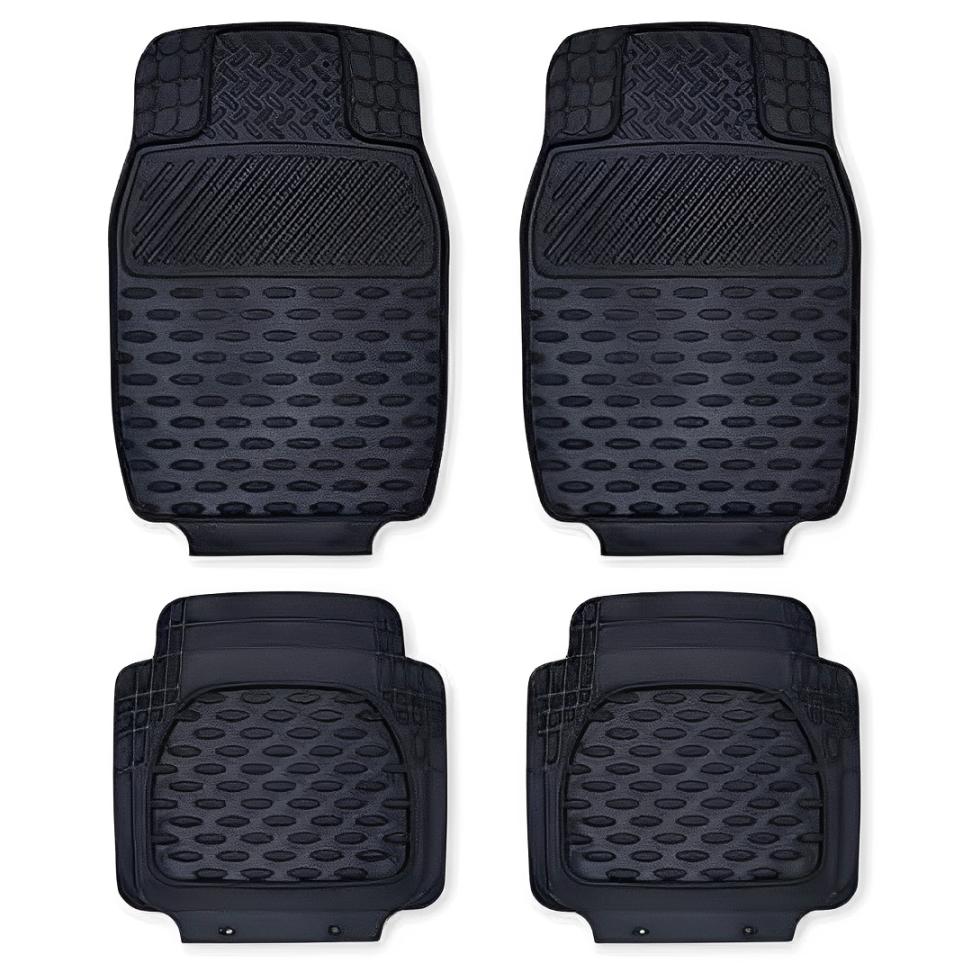 EVOKK Heavy Duty 5kg Rubber Car Mats - Non-Slip Deep Dish Floor Mats for Cars, SUVs, Vans & Trucks | Waterproof All-Weather Protection (Front + Rear Set)