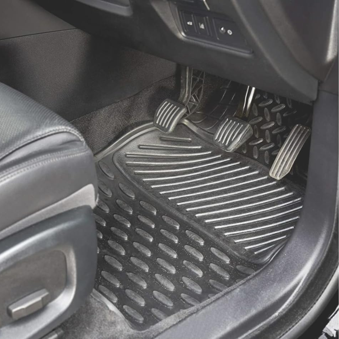 EVOKK Heavy Duty 5kg Rubber Car Mats - Non-Slip Deep Dish Floor Mats for Cars, SUVs, Vans & Trucks | Waterproof All-Weather Protection (Front + Rear Set)