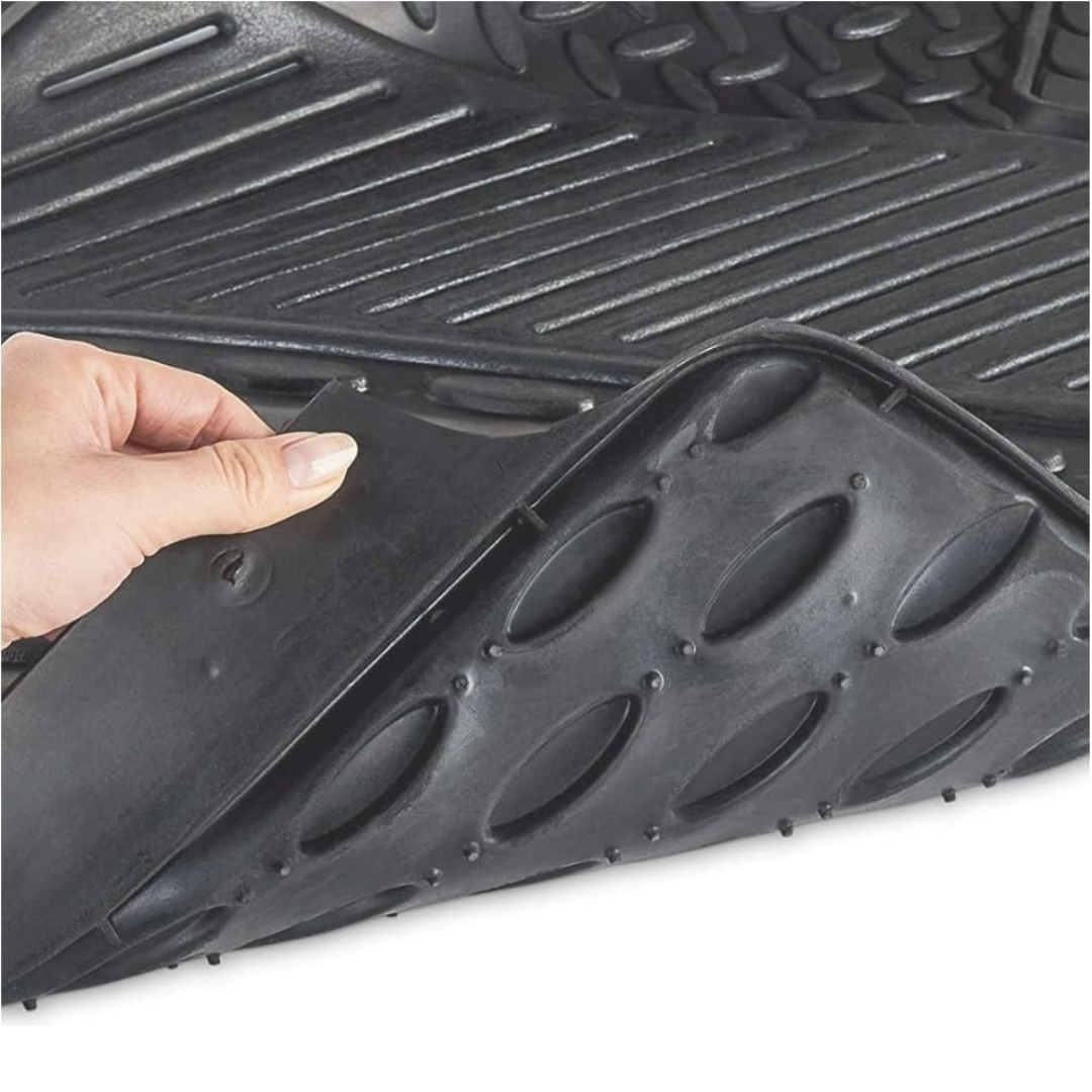 EVOKK Heavy Duty 5kg Rubber Car Mats - Non-Slip Deep Dish Floor Mats for Cars, SUVs, Vans & Trucks | Waterproof All-Weather Protection (Front + Rear Set)