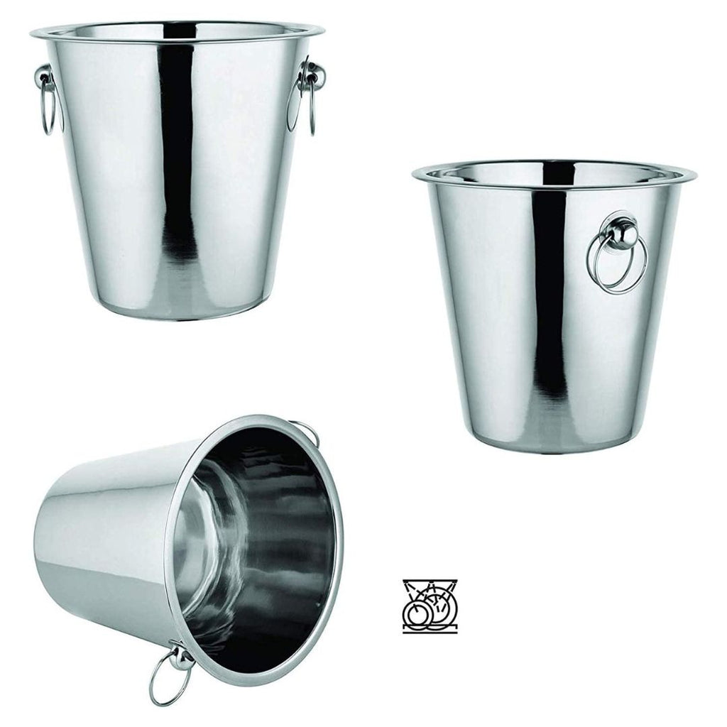 Evokk Ice Bucket/Champagne/Wine Cooler - Stainless Steel With Dual Handles - Strong and Durable - 4 LT