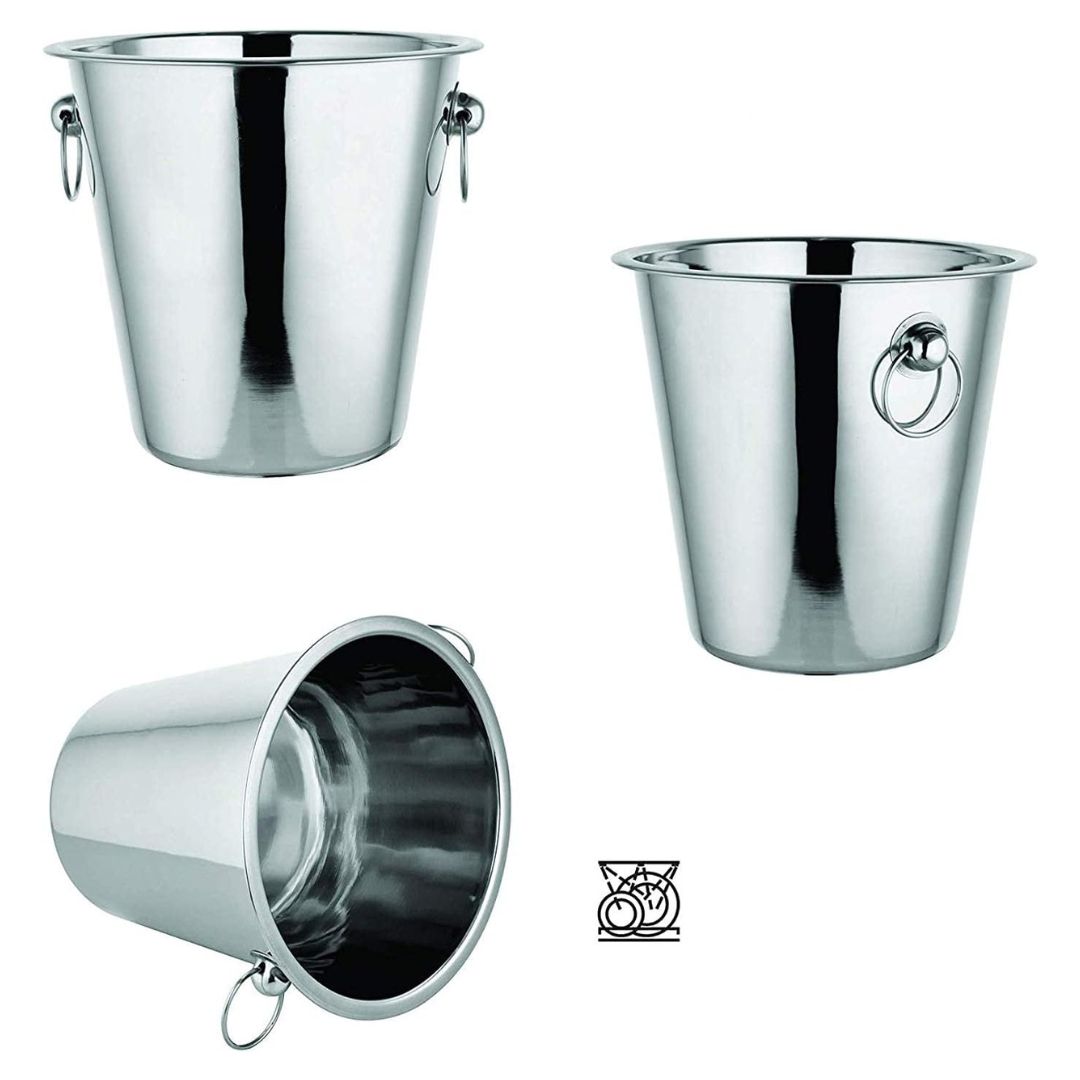 Evokk Ice Bucket/Champagne/Wine Cooler - Stainless Steel With Dual Handles - Strong and Durable - 4 LT