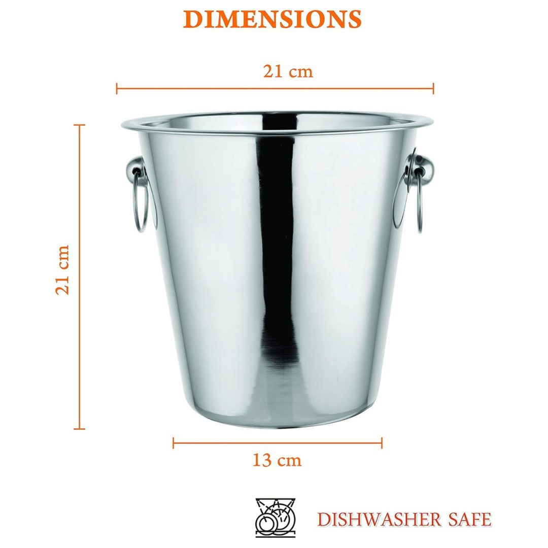 Evokk Ice Bucket/Champagne/Wine Cooler - Stainless Steel With Dual Handles - Strong and Durable - 4 LT