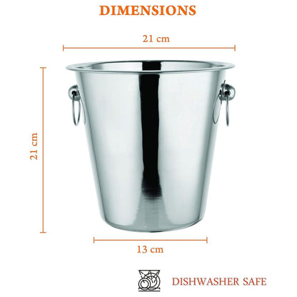Evokk Ice Bucket/Champagne/Wine Cooler - Stainless Steel With Dual Handles - Strong and Durable - 4 LT