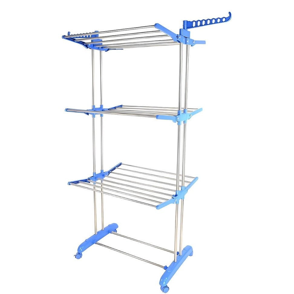 EVOKK Airer Clothes Drying Rack,4-Tier Foldable Clothes Airer Adjustable Large Stainless Steel Clothes Horse Garment Laundry Drying Rack for Indoor/Outdoor.