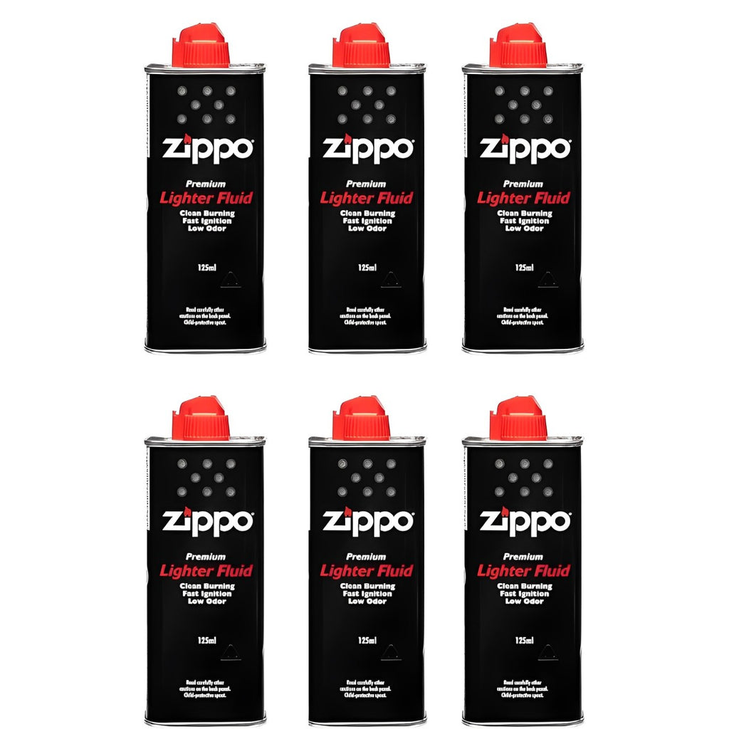 Ziippo Lighter Fuel, Works with Ziippo Windproof Lighter and Ziippo Refillable Hand Warmer, Fast Ignition, Low Odor, Lighter Fuel Refill, Easy Fill Nozzle, Black, 125 ml (Pack of 6)