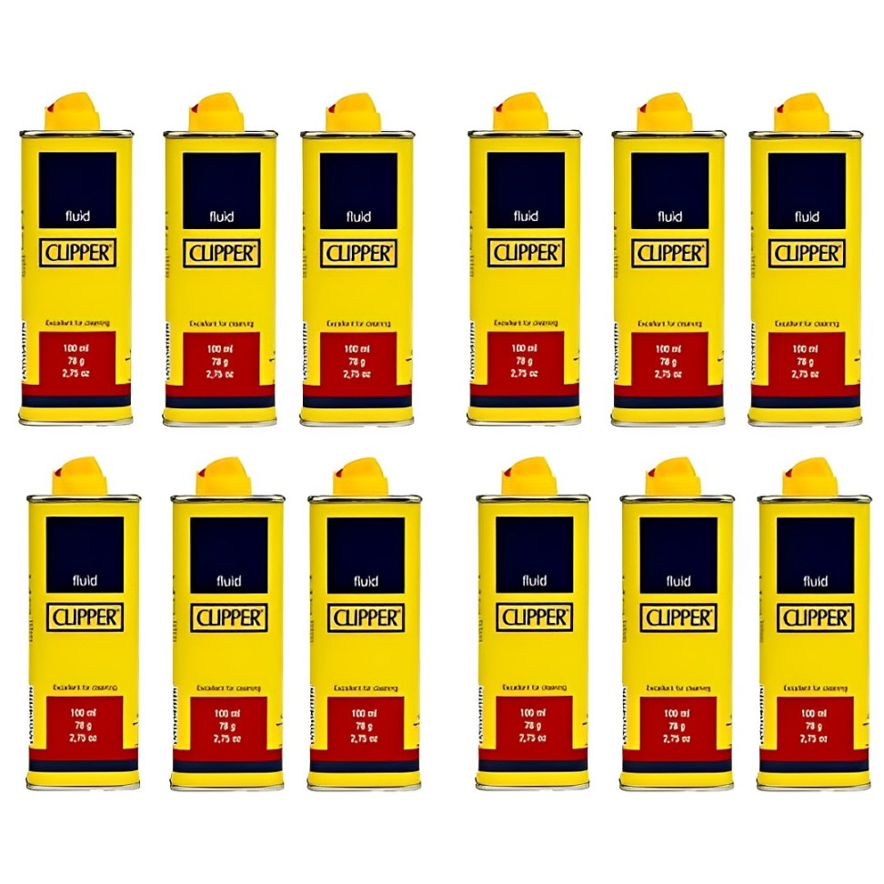 12 x Clipper Lighter Refill Fuel Universal Lighter Fluid Cleaning Home 100ml