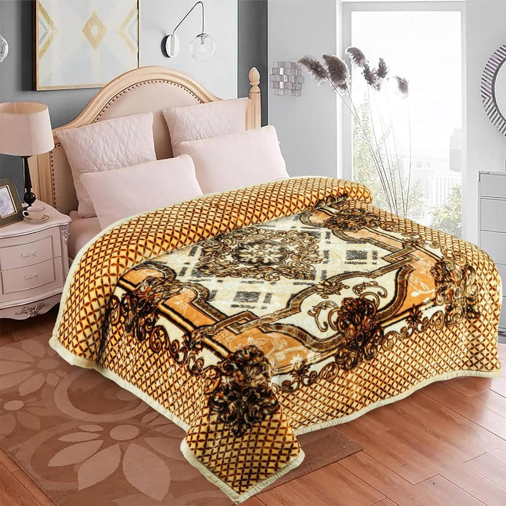 EVOKK Mink Blanket Soft Warm Sky Brown Cuddly Thick Non-shedding Double Ply 100% Polyester Suits Queen King Bed 200 X 240