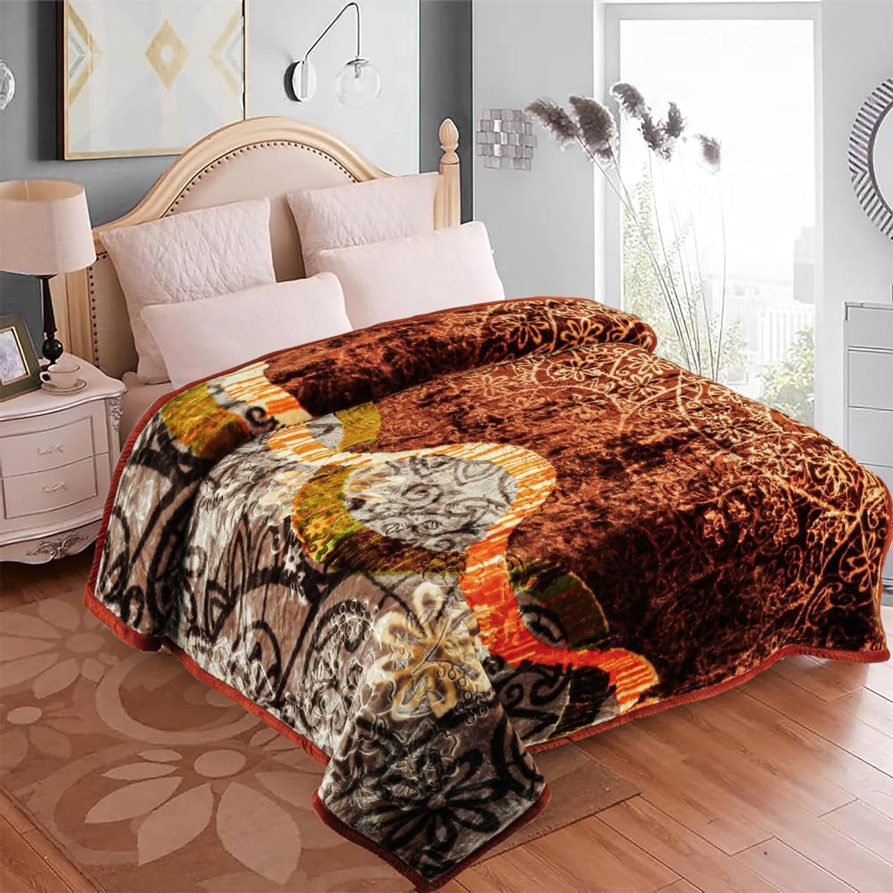 EVOKK Mink Blanket Soft Warm Sky Brown Cuddly Thick Non-shedding Double Ply 100% Polyester Suits Queen King Bed 200 X 240