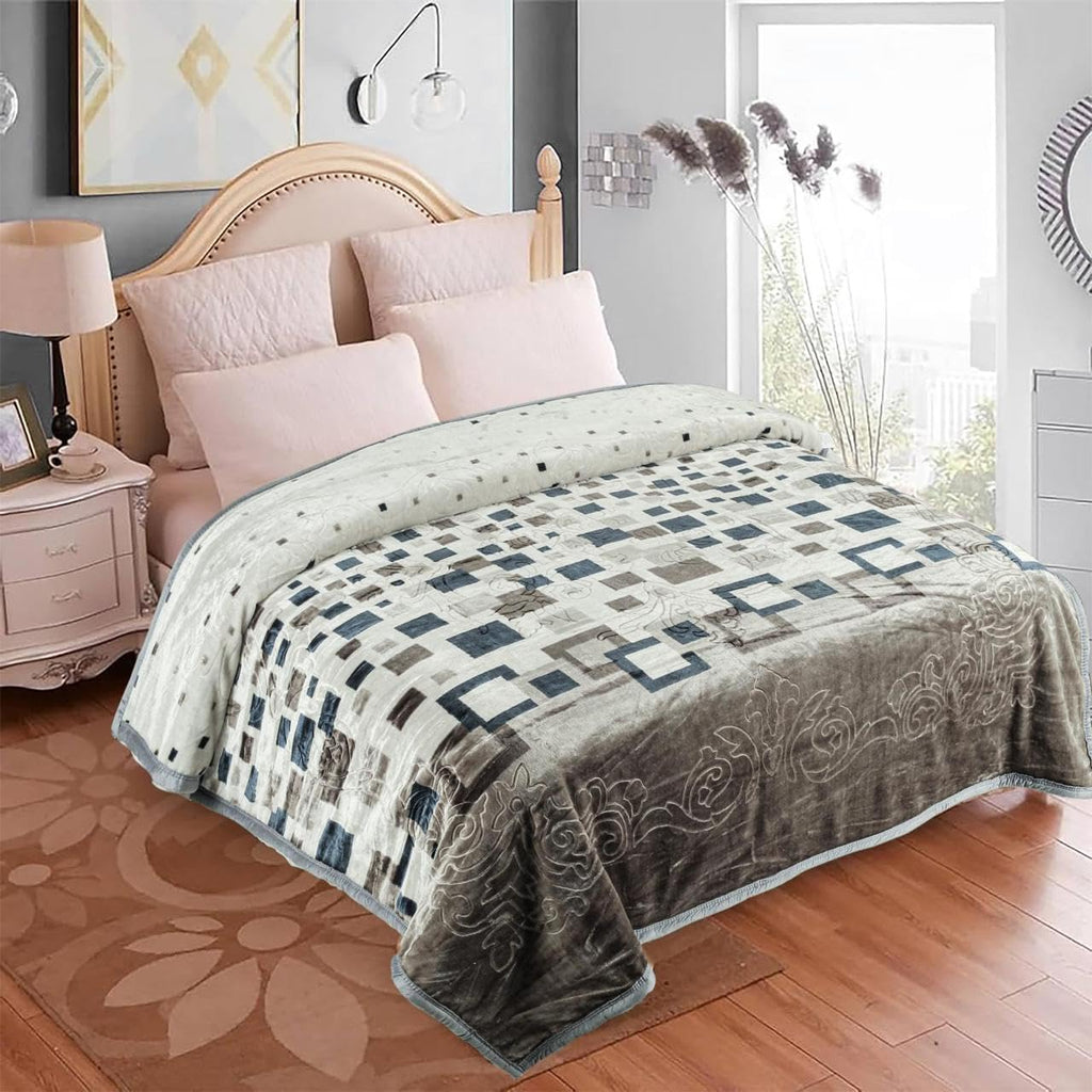 EVOKK Mink Blanket Soft Warm Sky Brown Cuddly Thick Non-shedding Double Ply 100% Polyester Suits Queen King Bed 200 X 240