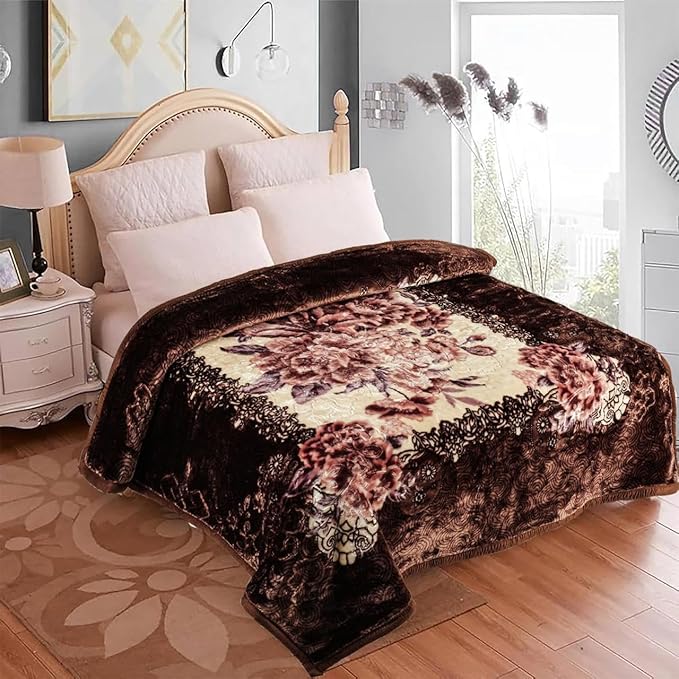 EVOKK Mink Blanket Soft Warm Sky Brown Cuddly Thick Non-shedding Double Ply 100% Polyester Suits Queen King Bed 200 X 240