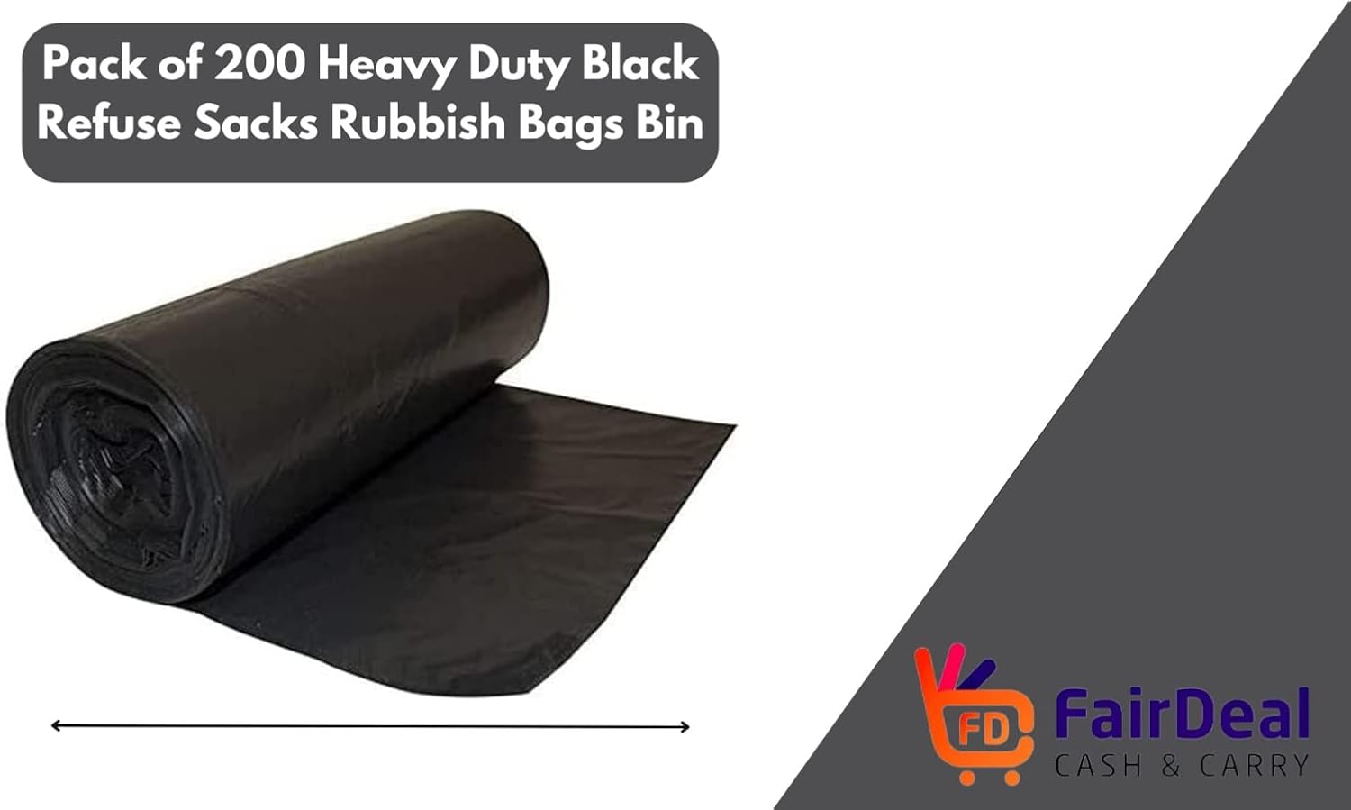 200 Medium Duty Black Refuse Sacks Rubbish Bags Bin Liners Large